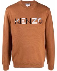 KENZO - Logo-Embroidered Knitted Jumper - Lyst