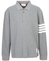 Thom Browne - 4-Bar Long-Sleeve Polo Shirt - Lyst