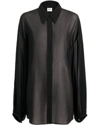 KHAITE - Long-Sleeved Sheer Top - Lyst