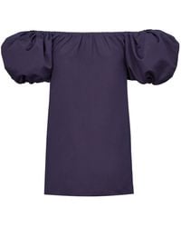 Saint Laurent - Puff-Sleeve Mini Dress - Lyst