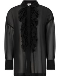 P.A.R.O.S.H. - P.A.R.O..H. Sheer Ruffled Long-Sleeve Top - Lyst
