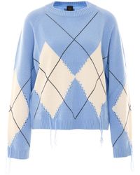 Pinko - Argyle-Pattern Tassel-Detail Sweater - Lyst