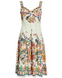 Etro - Paisley-Printed Pleated Midi Dress - Lyst