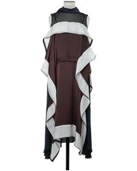 Sacai - Satin X Chiffon Dress - Lyst