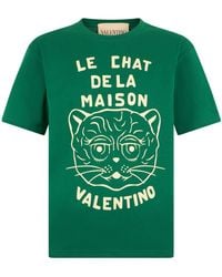Valentino - Chat De La Maison-Printed Crewneck T-Shirt - Lyst