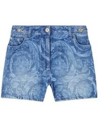 Versace - Logo-Patch Denim Shorts - Lyst