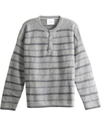 The Elder Statesman - Striped Button-Neck Sweater - Lyst