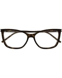 Saint Laurent - Eyewear Rectangle-Frame Logo Printed Glasses - Lyst