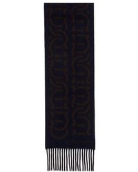 Ferragamo - Ferragamo Logo Jacquard Fringed Scarf - Lyst