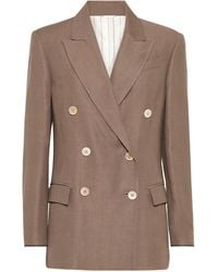 Brunello Cucinelli - Twill Double-Breasted Blazer - Lyst