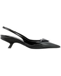 Prada - Logo Pointed High-Heeled Sandals - Lyst