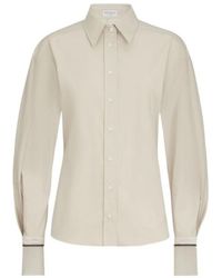 Brunello Cucinelli - Stretch Cotton Poplin Shirt With Shiny Silk Cuffs - Lyst