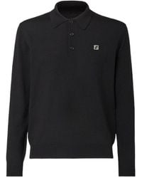 Fendi - Ff Detailed Long Sleeved Knitted Polo Shirt - Lyst