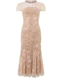 Self-Portrait - Flower Sequin Embellished Midi Dress - Lyst