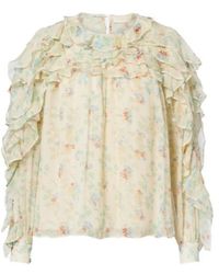 Ulla Johnson - Willow Ruffled Floral Silk Blouse - Lyst