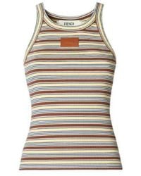 Fendi - Striped Ribbed Tank Top - Lyst