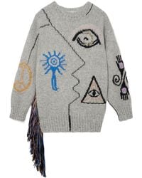 Stella McCartney - Art Embroidered Crewneck Knit Sweater - Lyst
