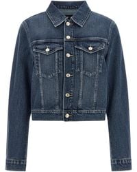 7 For All Mankind - Darted Shrunken Cropped Denim Jacket - Lyst