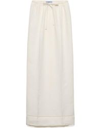 Prada - High Waist Logo Embroidered Maxi Skirt - Lyst