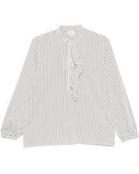 Marella - Ruffled Striped Henley Shirt - Lyst