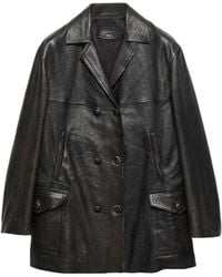 Prada - Double-Breasted Nappa Leather Caban Jacket - Lyst