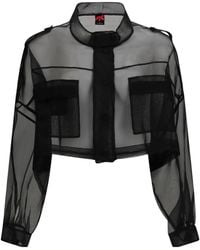 Pinko - Cropped Organza Pea Coat - Lyst