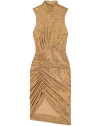 Michael Kors - Ruched Sequined Crepe Midi Dress - Lyst