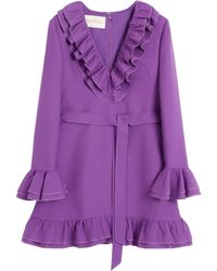 Valentino - Ruffled V-Neck Mini Dress - Lyst