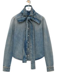 Loewe - Bow Detailed Denim Shirt - Lyst