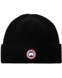 Canada Goose - Logo Patch Ribbed Beanie - Lyst