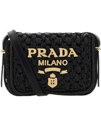 Prada - Foldover Top Woven Shoulder Bag - Lyst