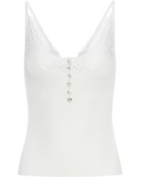 Self-Portrait - Lace-Trim Ribbed-Knit Top - Lyst