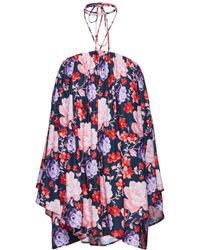 Magda Butrym - Flower Printed Halter Neck Top Mini Dress - Lyst