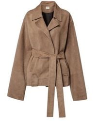 KHAITE - Alder Belted Suede Jacket - Lyst