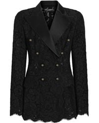 Dolce & Gabbana - Lace Double-Breasted Blazer - Lyst