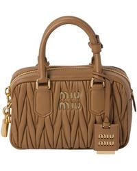 Miu Miu - Matelassé Logo Lettering Tote Bag - Lyst