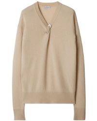 Burberry - Bar-Pin Fastened V-Neck Knitted Jumper - Lyst