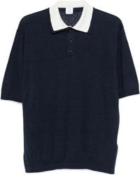 Eleventy - Contrast Collar Knitted Polo Top - Lyst
