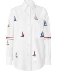 Thom Browne - Sailboat Embroidered Oversized Shirt - Lyst