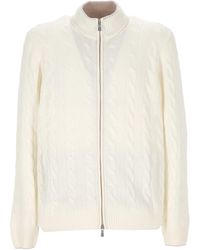 Gran Sasso - Cable-Knit Zip-Up Cardigan - Lyst
