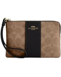 COACH - Signature Canvas Striped Corner Wrist Pouch With Zipper - Lyst