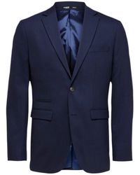 SELECTED - Woven Wool Blend Blazer - Lyst