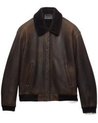 Prada - Shearling Bomber Jacket - Lyst