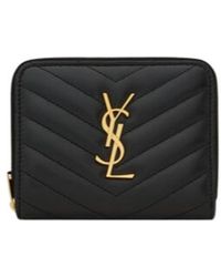 Saint Laurent - Cassandre Matelassé Compact Zip-Around Wallet - Lyst
