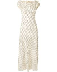 Doen - Ruffled Polka-Dot Silk-Blend Twill Midi Dress - Lyst