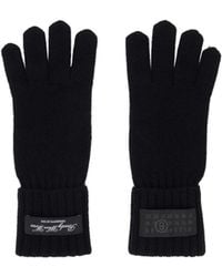 MM6 by Maison Margiela - Ribbed-Cuff Logo-Patch Gloves - Lyst
