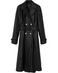 Versace - Embossed Belted Trench Coat - Lyst
