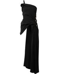 Dries Van Noten - One-Shoulder Asymmetric Draped Embellished Crepe Top - Lyst