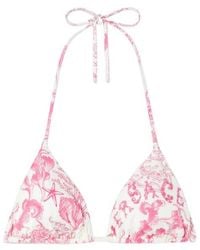 Versace - Floral-Print Triangle Bikini Top - Lyst