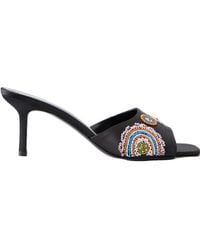STAUD - Bead-Embellished Satin Mules - Lyst